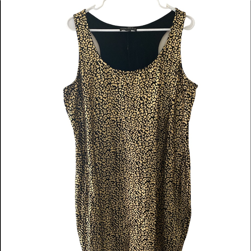 Forever 21 Black and Gold Leopard Dress racer back Dress